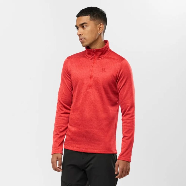 Sudaderas Salomon Essential Lightwarm Seamless Half Zip Hombre Rojos | MX LYOI563